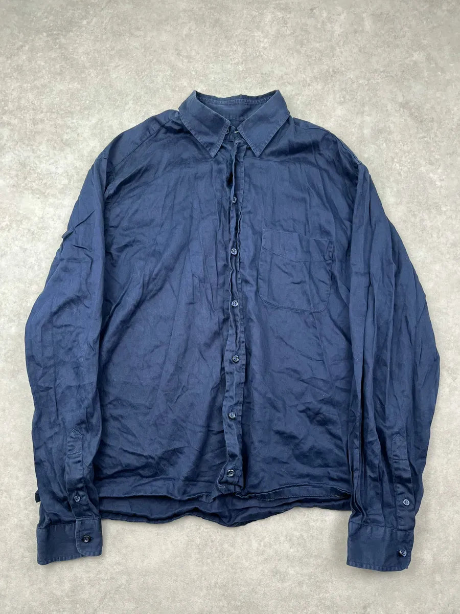 1990s Emporio Armani Navy Minimalist Shirt iQABfbx 2