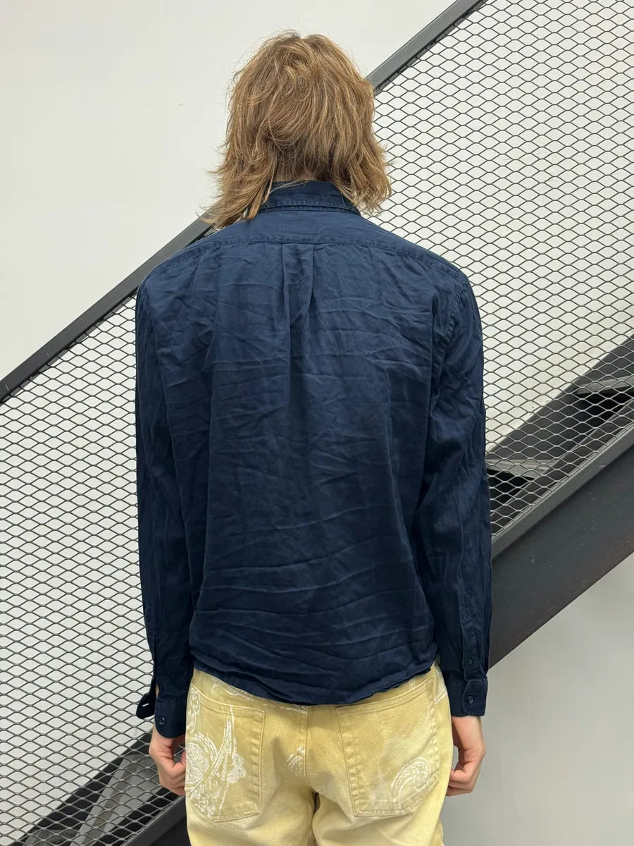 1990s Emporio Armani Navy Minimalist Shirt iQABfbx 1