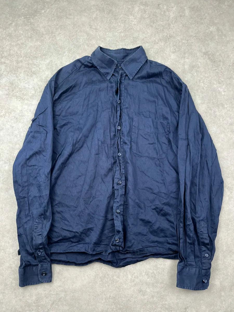 1990s Emporio Armani Navy Minimalist Shirt iQABfbx 2