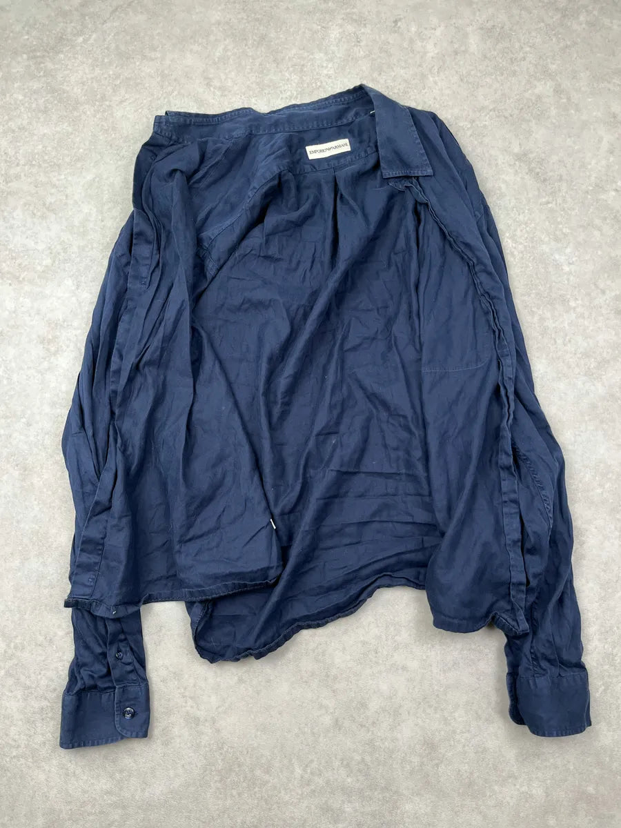 1990s Emporio Armani Navy Minimalist Shirt iQABfbx 4
