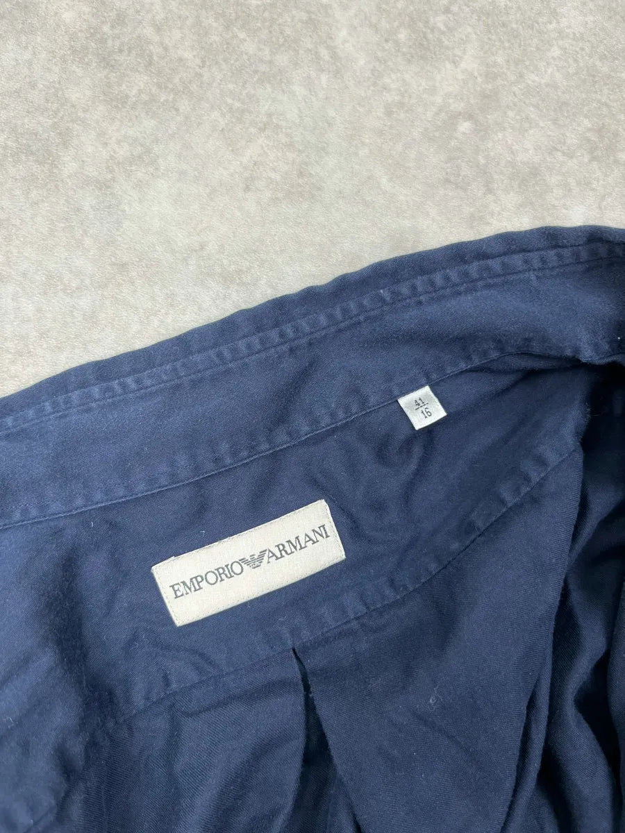 1990s Emporio Armani Navy Minimalist Shirt iQABfbx 5