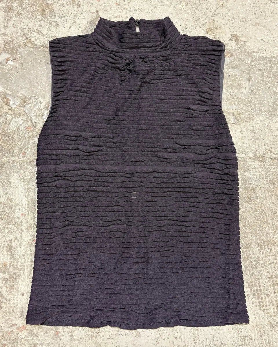 1990s Emporio Armani Navy Plissed Top (S/M) ARLumpL 1