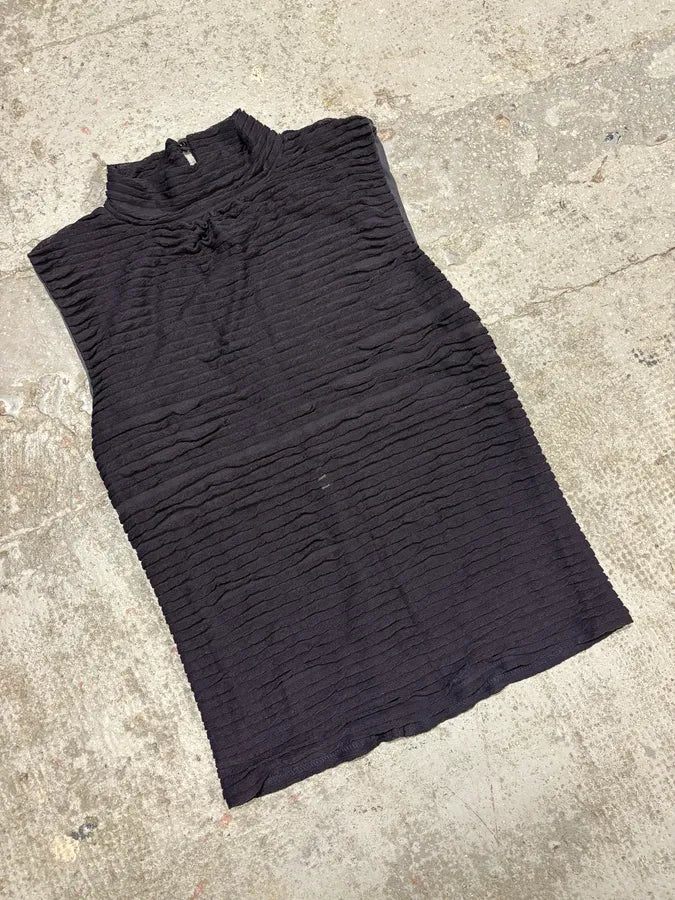 1990s Emporio Armani Navy Plissed Top (S/M) ARLumpL 3