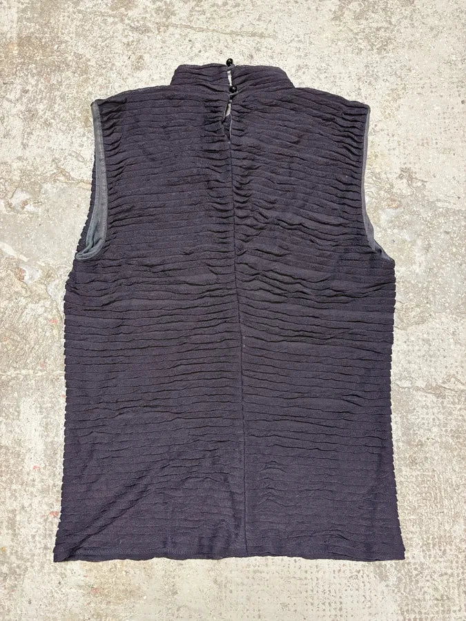 1990s Emporio Armani Navy Plissed Top ARLumpL 5