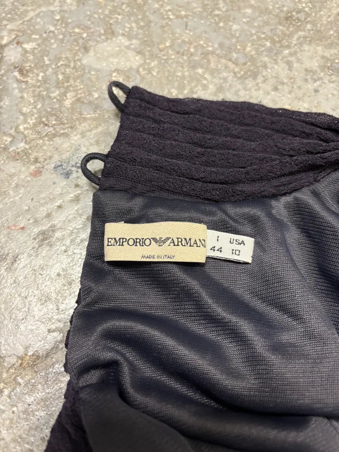 1990s Emporio Armani Navy Plissed Top (S/M) ARLumpL 7