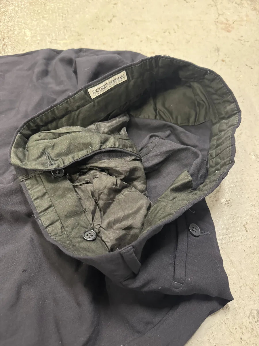 1990s Emporio Armani Navy Relaxed Minimalist Pants yHNpGED 6