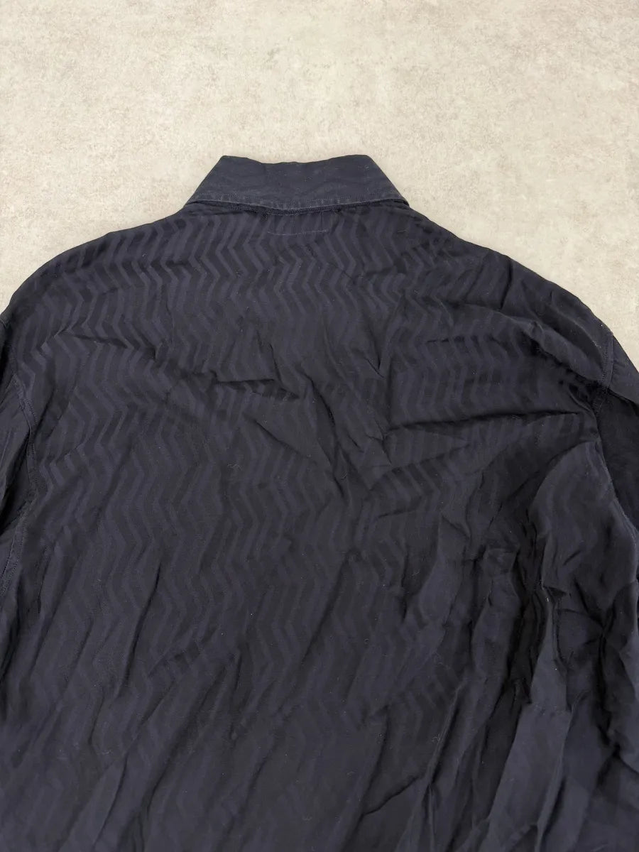 1990s Emporio Armani Navy Wavy Lined Shirt SXDRNOS 6