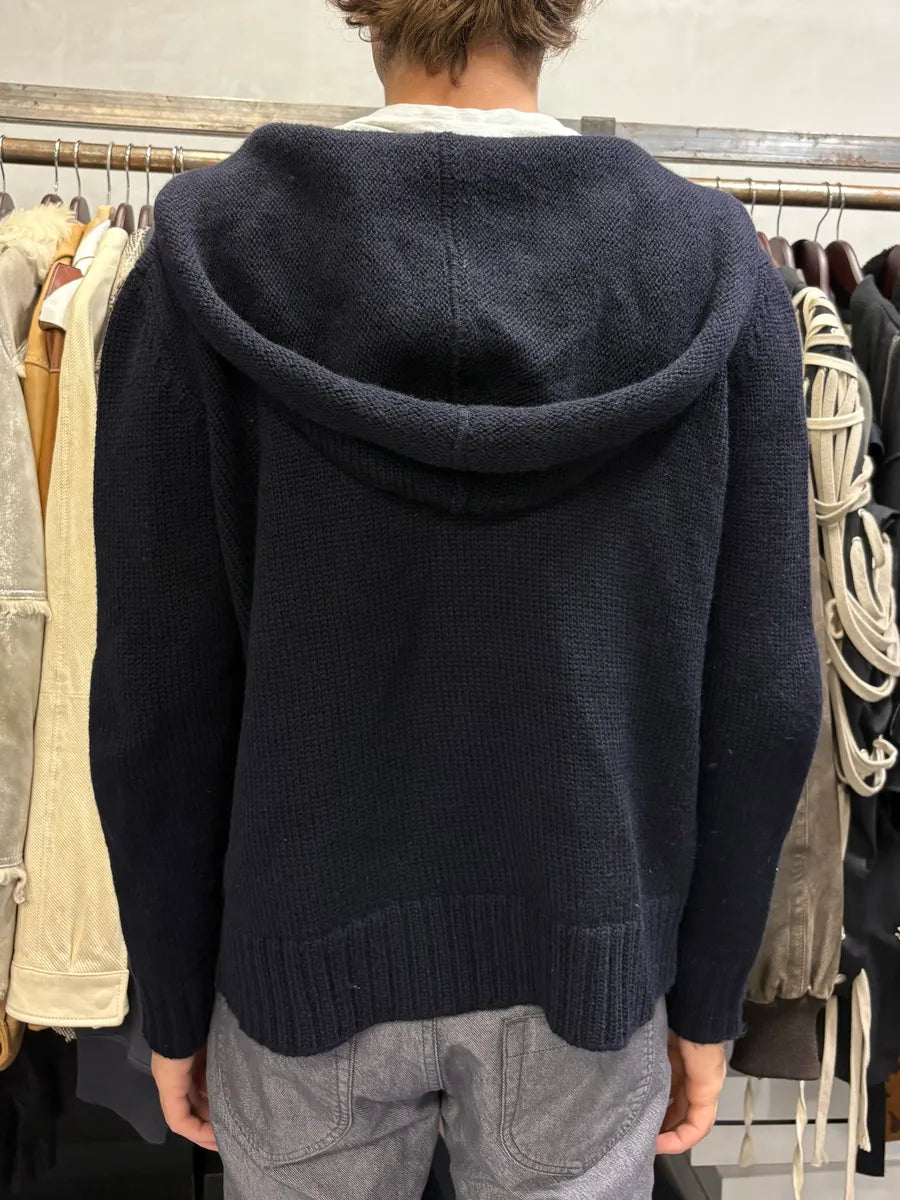 1990s Emporio Armani Navy Wool Zip-up Hoodie cXtjMji 2