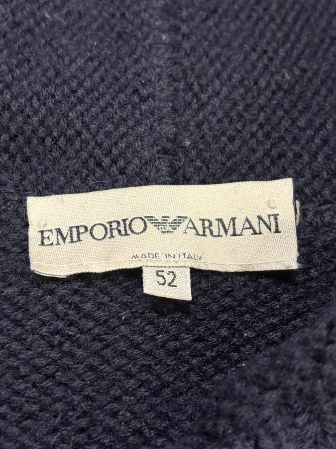 1990s Emporio Armani Navy Wool Zip-up Hoodie cXtjMji 7