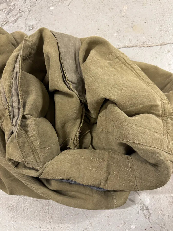 1990s Emporio Armani Olive Cozy Straight Relaxed Pants (S/M) 7