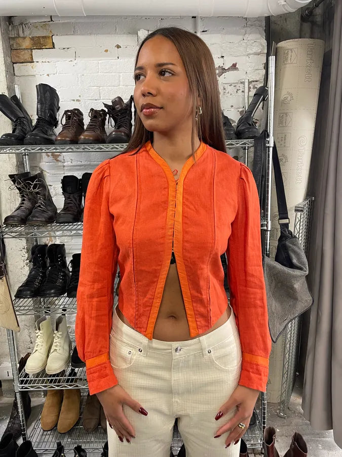 1990s Emporio Armani Orange Vitamine Avant-Garde Cardigan (S) FxhRyoR 0
