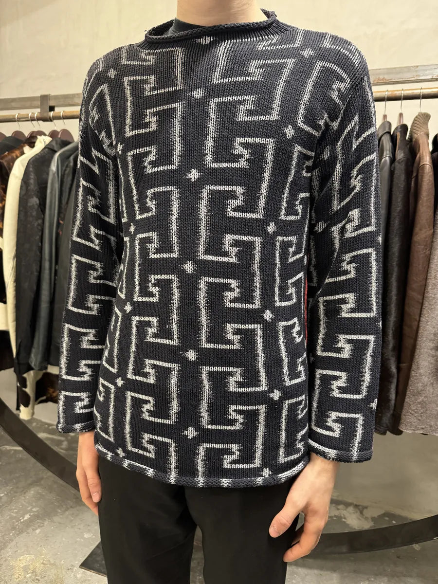 1990s Emporio Armani Psycho Navy Sweater (S) 1