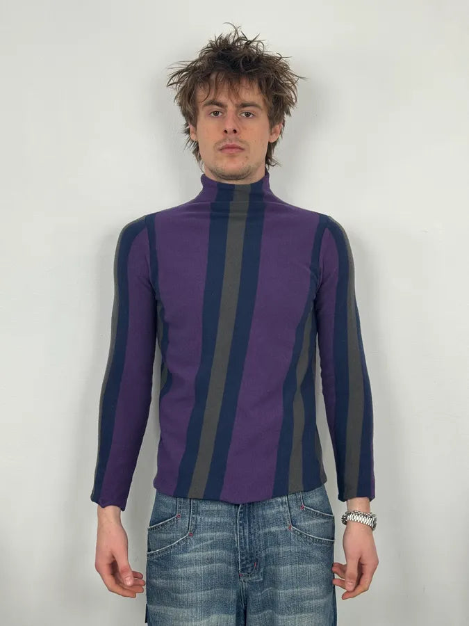 1990s Emporio Armani Purple Lined Turtleneck Sweater assUEOA 1