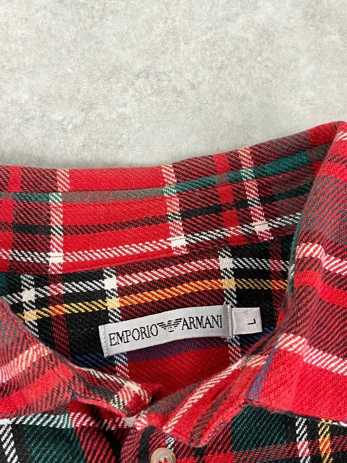 1990s Emporio Armani Red & Green Checkered Shirt RCnxjcb 8
