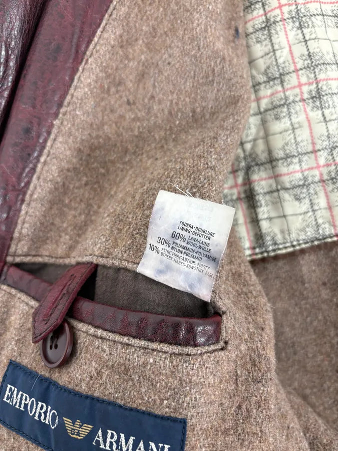 1990s Emporio Armani Sicons Brown Eroded Aviator Bomber Leather Jacket bWLiAfm 10