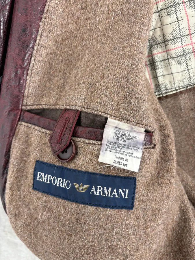 1990s Emporio Armani Sicons Brown Eroded Aviator Bomber Leather Jacket bWLiAfm 9