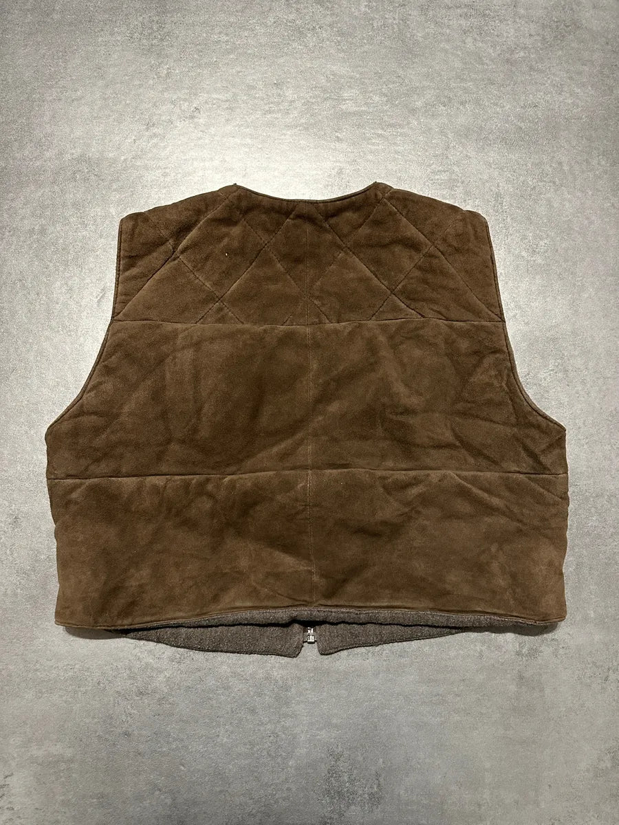 1990s Emporio Armani Suede Brown Leather Vest EiPMCtb 4