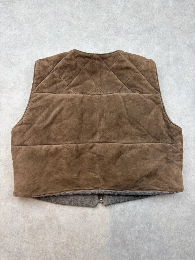 1990s Emporio Armani Suede Brown Leather Vest EiPMCtb 5