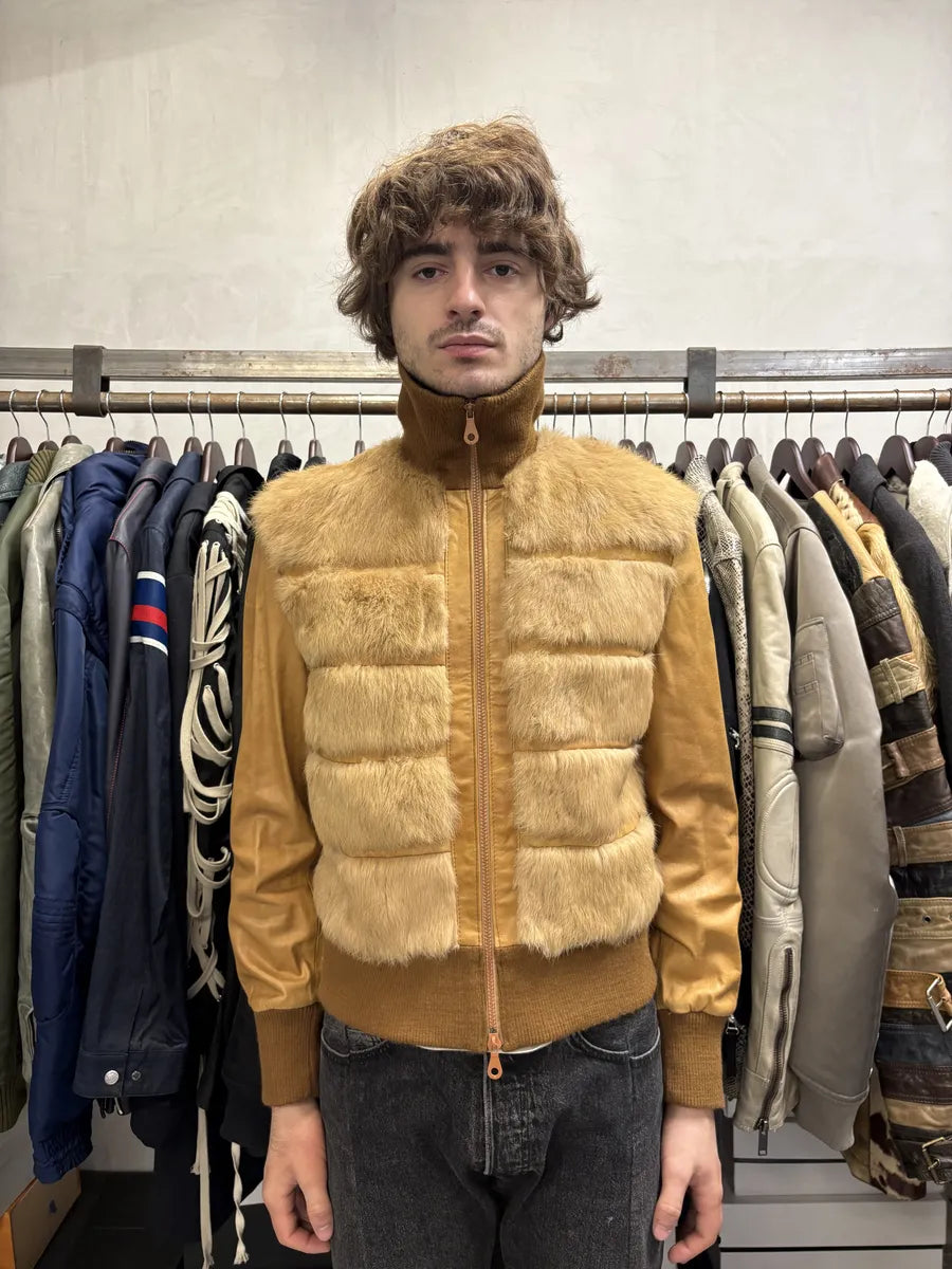 1990s Evapel Beige Faux Fur Leather Jacket wWTXGsL 1