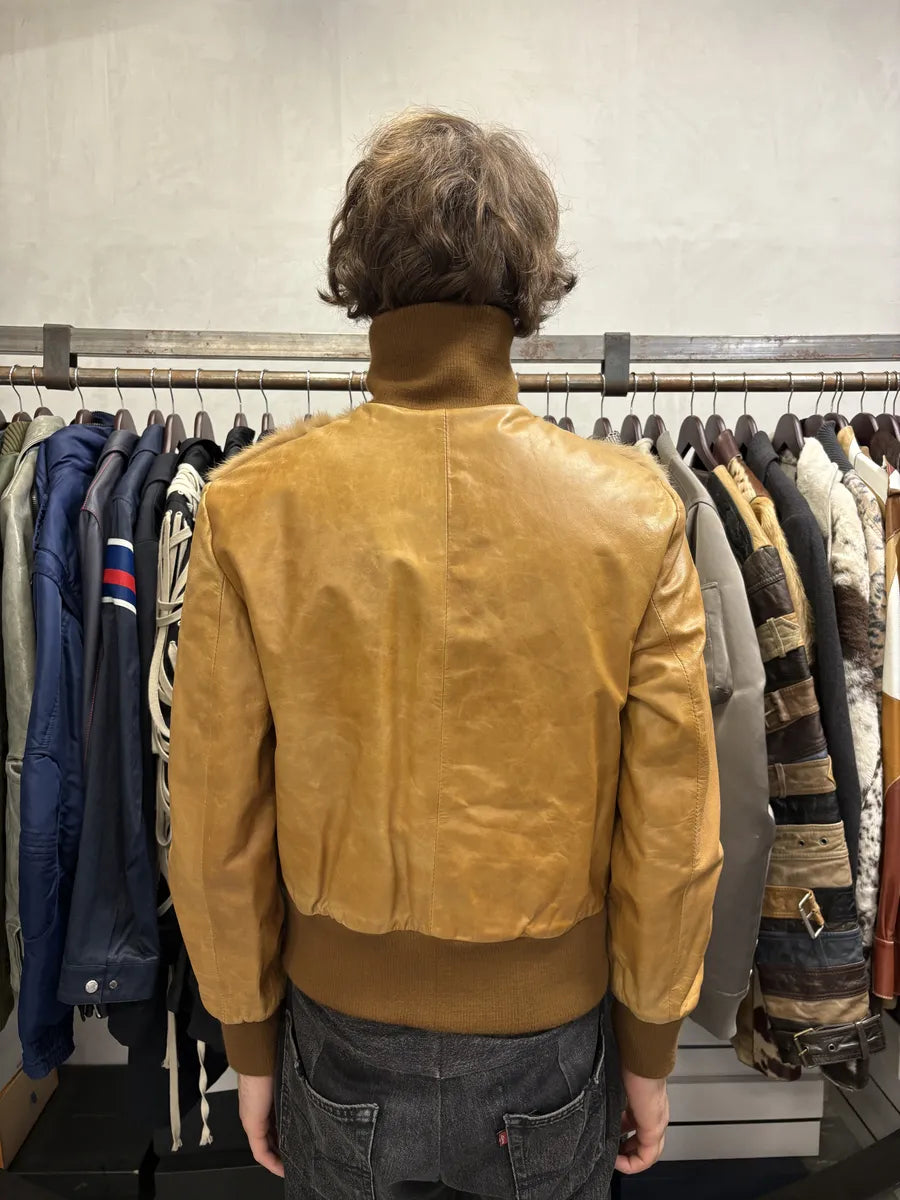 1990s Evapel Beige Faux Fur Leather Jacket wWTXGsL 2