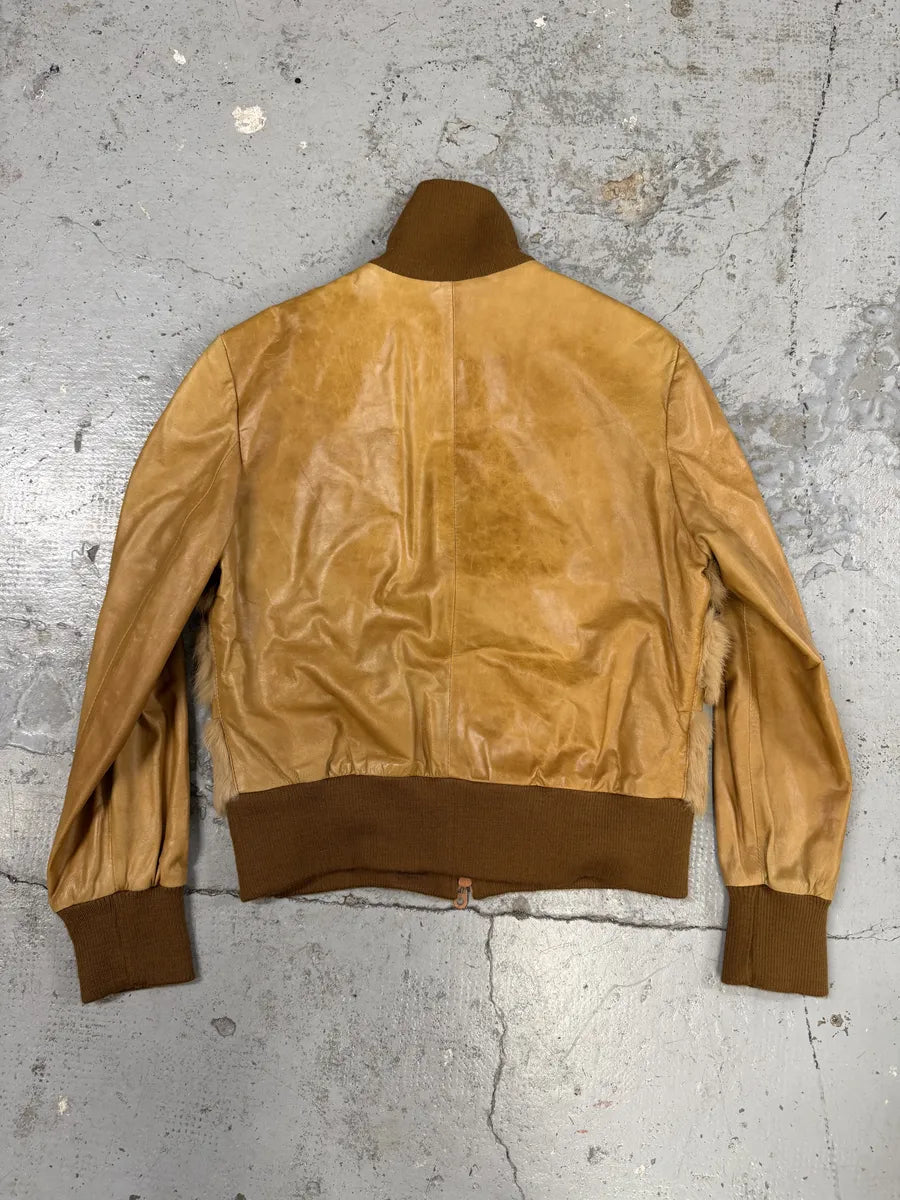 1990s Evapel Beige Faux Fur Leather Jacket wWTXGsL 3
