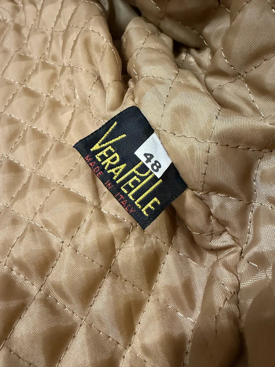 1990s Evapel Beige Faux Fur Leather Jacket wWTXGsL 8