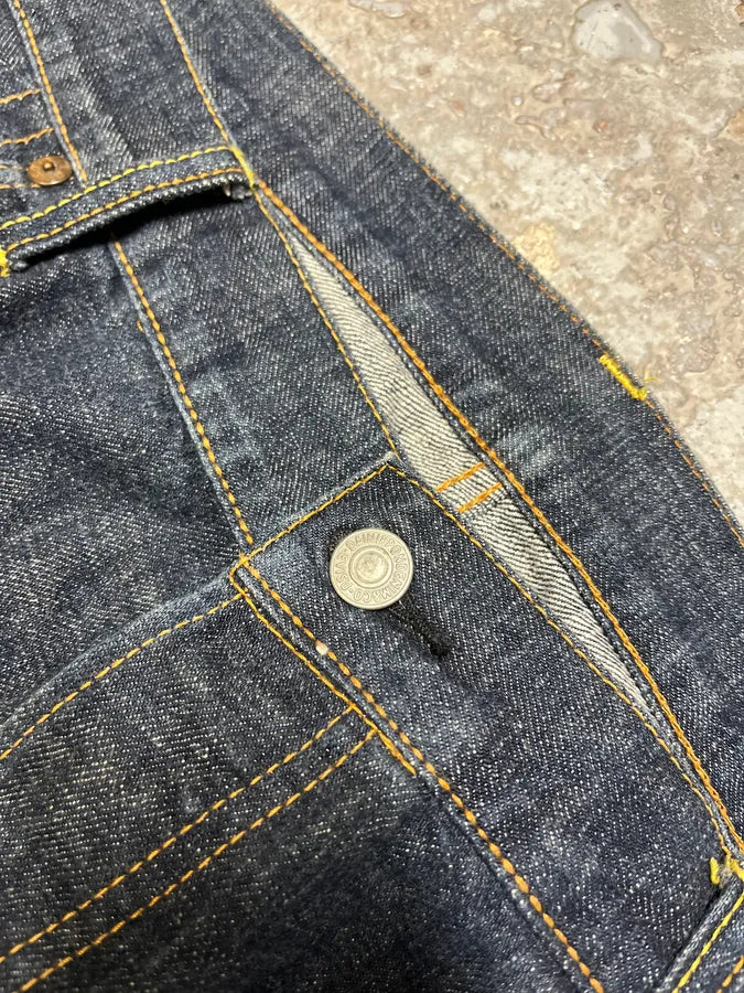 1990s Evisu Multi Pockets Painted Brut Denim Large Collector Jeans (XXL) kftxeiv 11