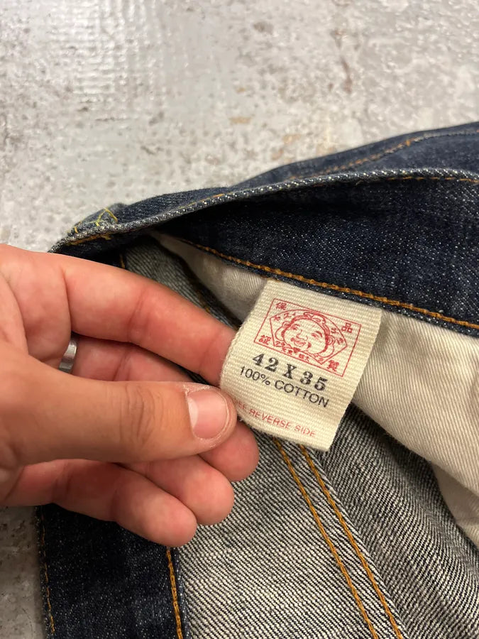 1990s Evisu Multi Pockets Painted Brut Denim Large Collector Jeans (XXL) kftxeiv 13