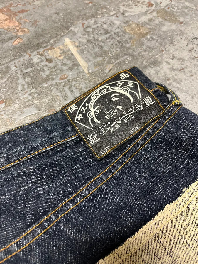1990s Evisu Multi Pockets Painted Brut Denim Large Collector Jeans (XXL) kftxeiv 7