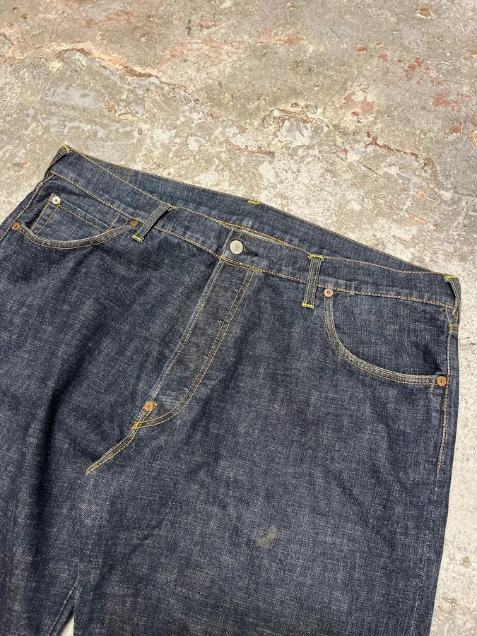 1990s Evisu Multi Pockets Painted Brut Denim Large Collector Jeans (XXL) kftxeiv 9