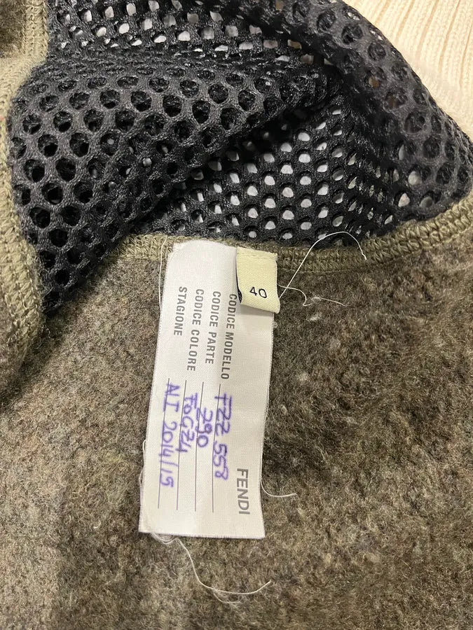 1990s Fendi Wool Khaki Black Mesh V-Neck Top (M/L) MCNGUAs 5