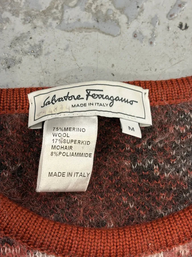 1990s Ferragamo Red Mohair Crewneck Sweater jWTFwhD 7