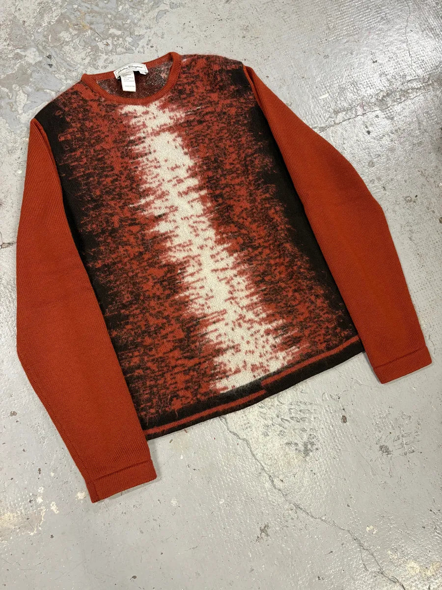 1990s Ferragamo Red Mohair Crewneck Sweater jWTFwhD 3