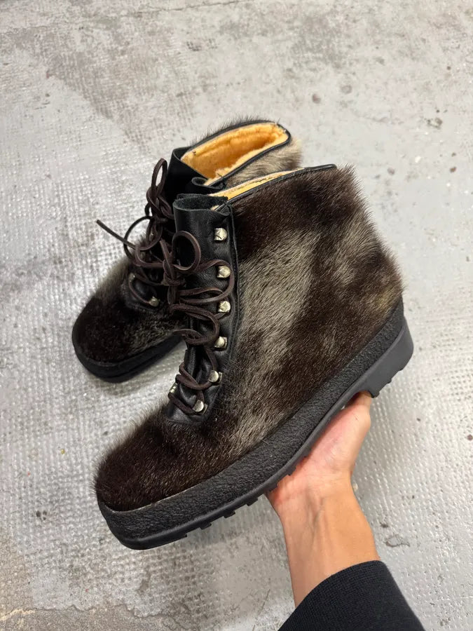 1990s Frimas Fur Black Ski Boots uGfXnfY 0