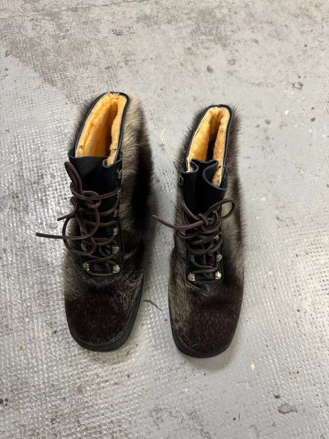 1990s Frimas Fur Black Ski Boots uGfXnfY 2