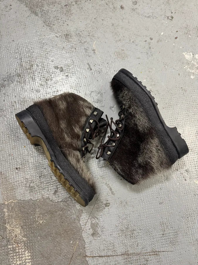 1990s Frimas Fur Black Ski Boots uGfXnfY 3