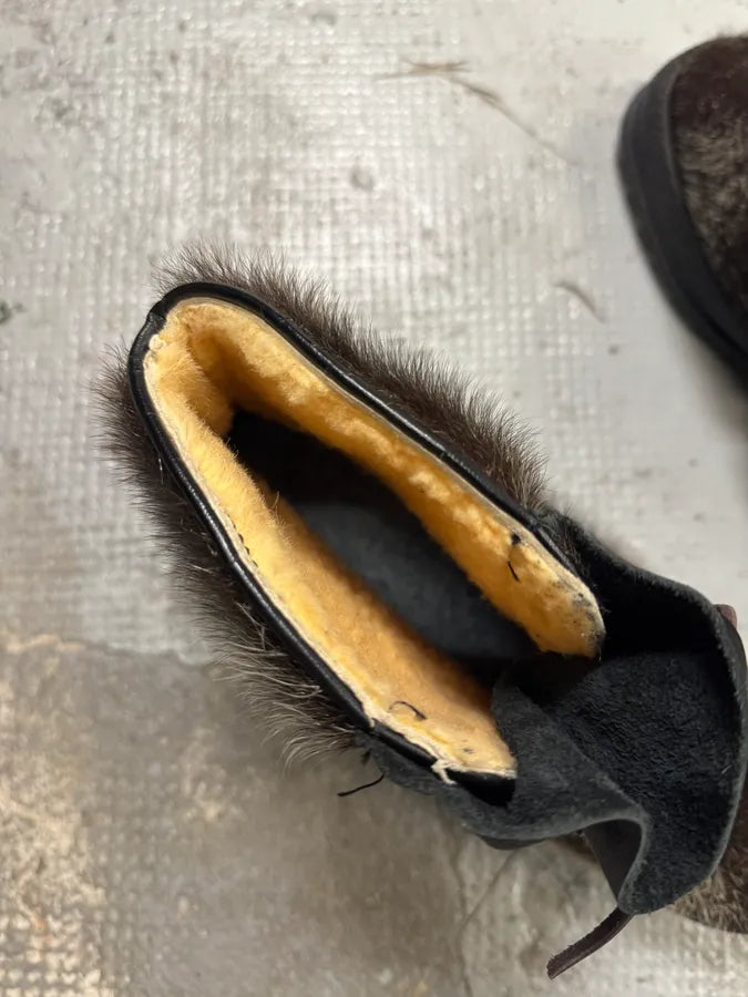 1990s Frimas Fur Black Ski Boots uGfXnfY 9