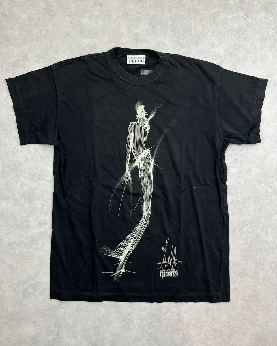 1990s Gianfranco Ferré Black Graphic Humanoid T-Shirt RcuwqWs 0