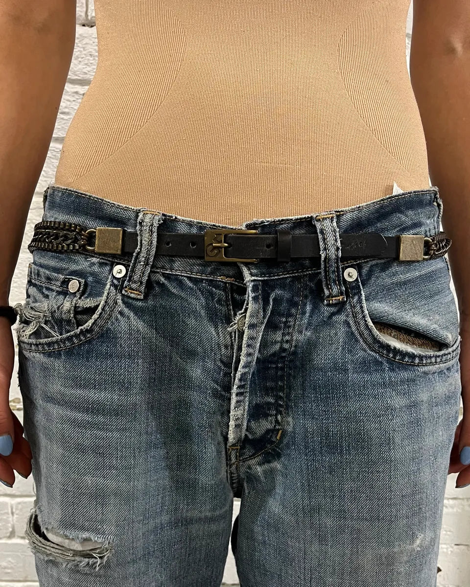 1990s Gianfranco Ferré Black Leather Chain-Link Statement Belt fuqBteo 1