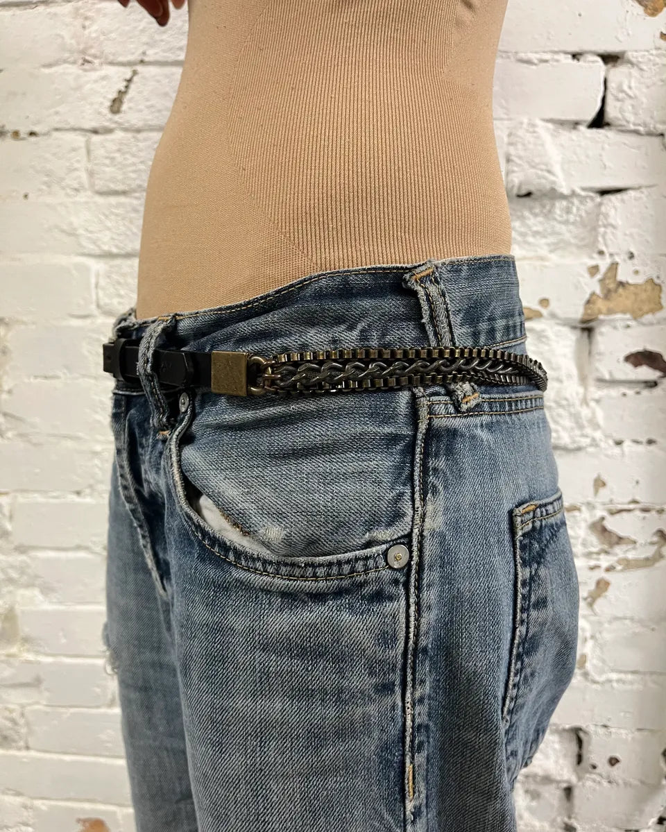 1990s Gianfranco Ferré Black Leather Chain-Link Statement Belt fuqBteo 2