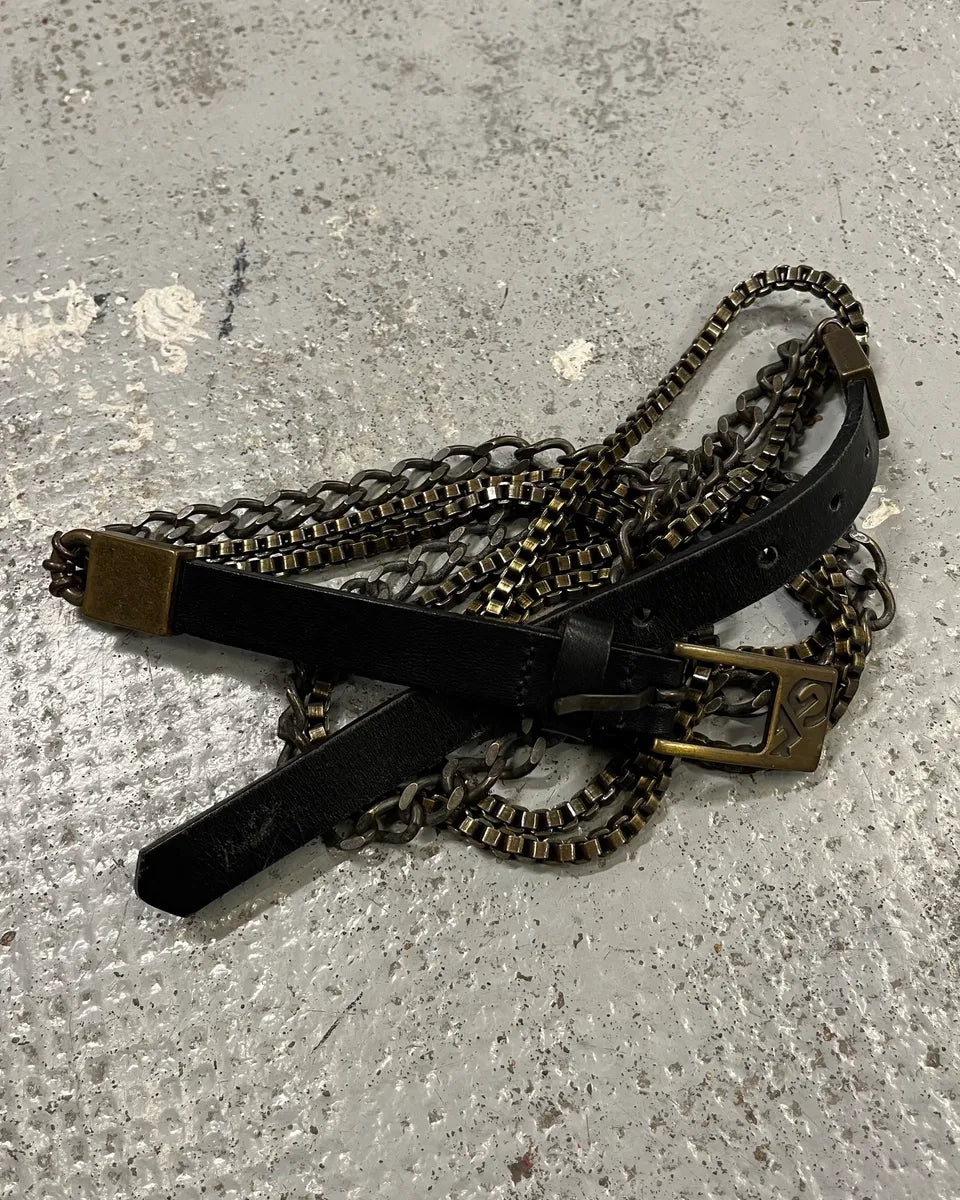 1990s Gianfranco Ferré Black Leather Chain-Link Statement Belt fuqBteo 3
