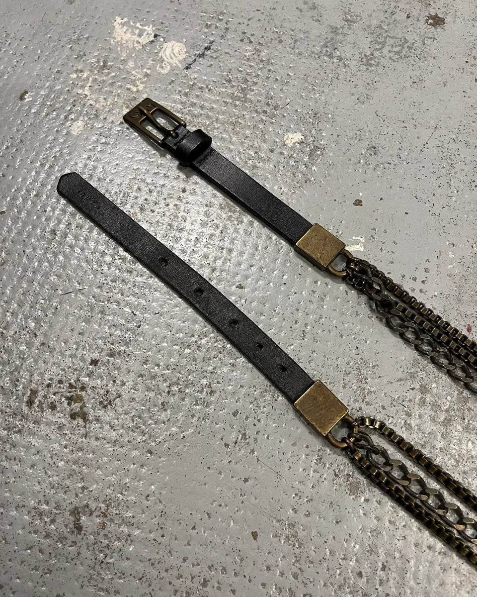 1990s Gianfranco Ferré Black Leather Chain-Link Statement Belt fuqBteo 4