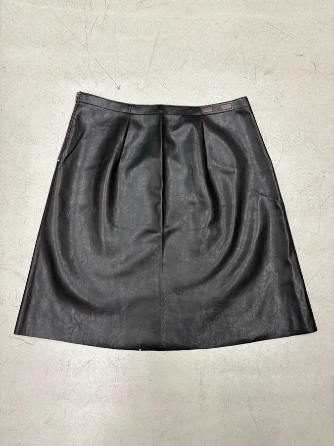 1990s Gianfranco Ferré Black Leather Lace-Up Skirt kwgatsw 6