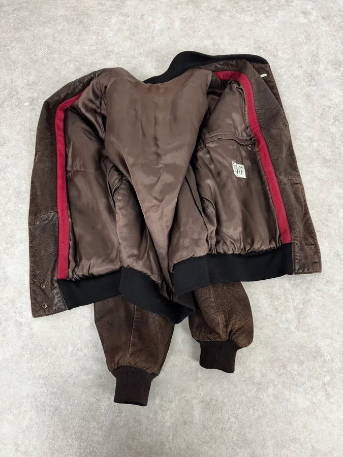 1990s Gianfranco Ferré Brown Buttoned Classy Leather Jacket eSUeHbb 5