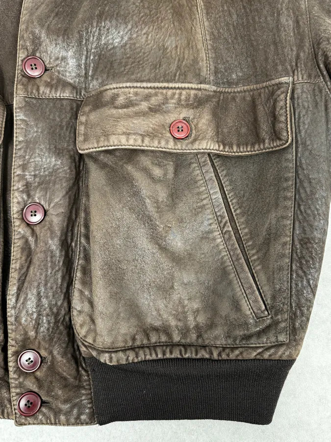 1990s Gianfranco Ferré Brown Buttoned Classy Leather Jacket eSUeHbb 6