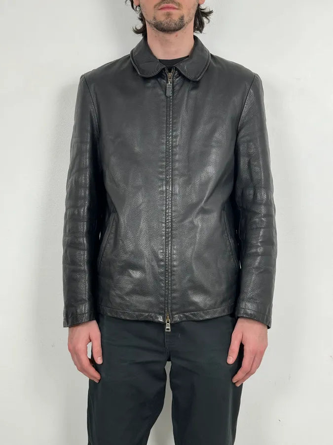 1990s Gianfranco Ferré Calfskin Leather Black Jacket BlUALlT 0