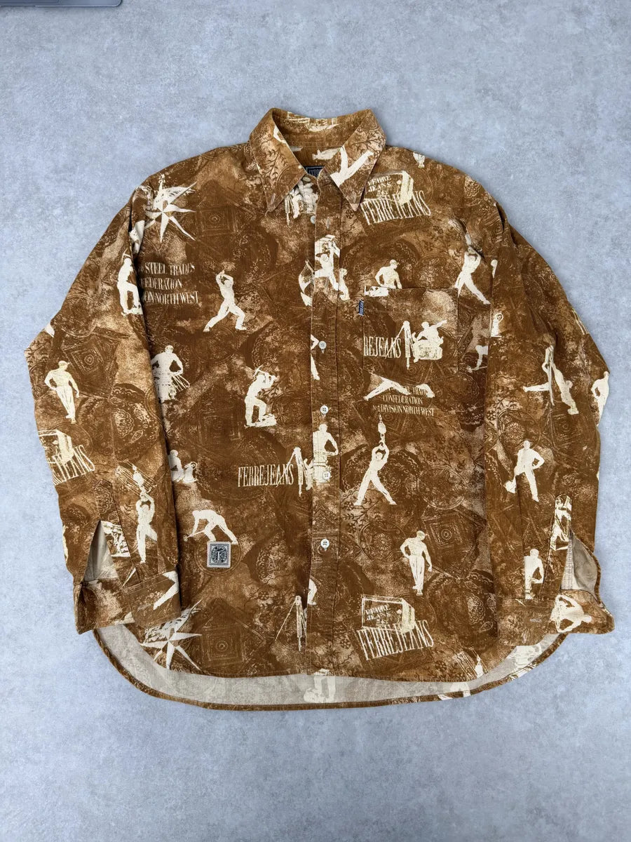 1990s Gianfranco Ferré Contemporary Brown Humanoid Shirt aBSOoNm 0