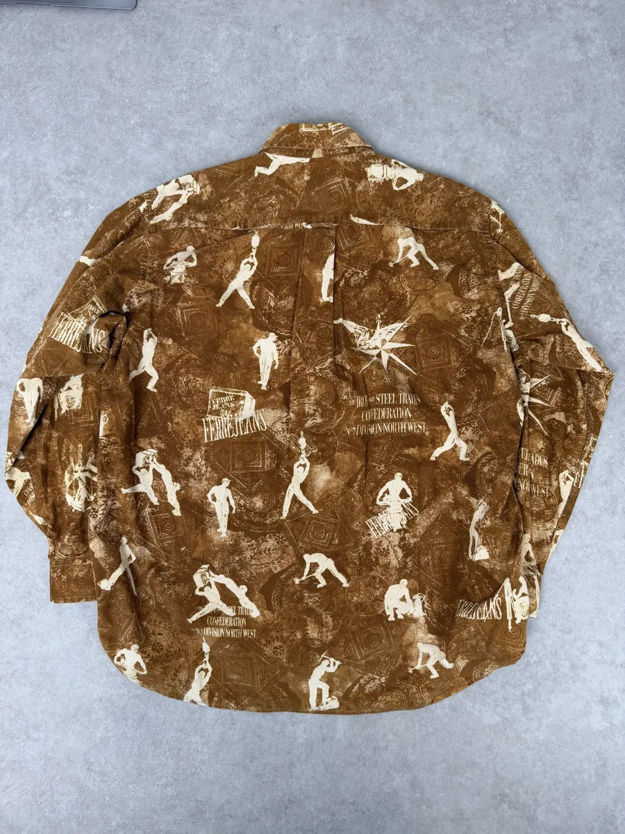 1990s Gianfranco Ferré Contemporary Brown Humanoid Shirt aBSOoNm 1