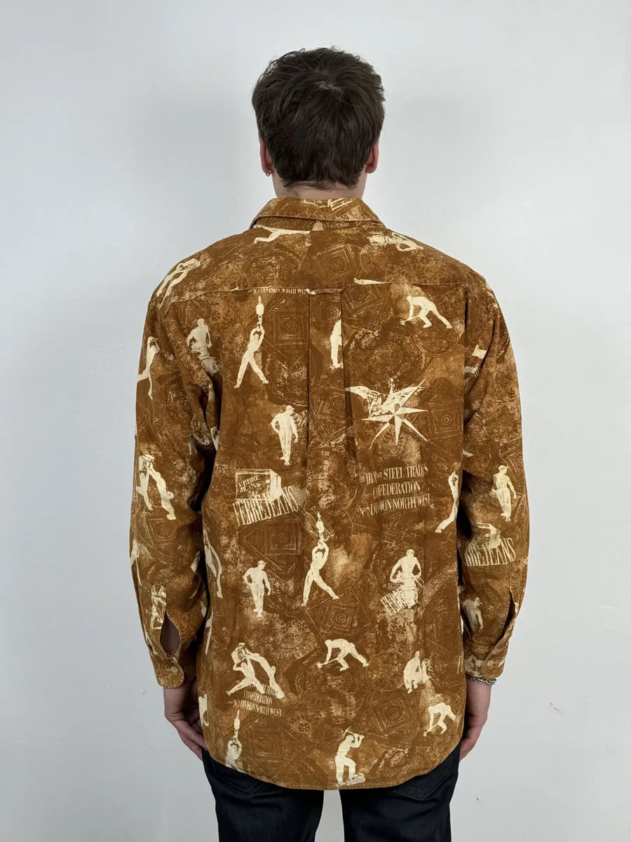 1990s Gianfranco Ferré Contemporary Brown Humanoid Shirt aBSOoNm 3