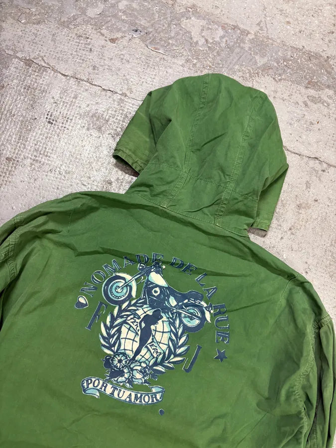 1990s Gianfranco Ferré Green Light Hooded Bomber Jacket HrDYgsx 6